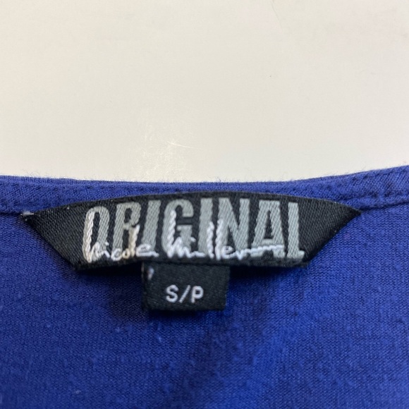 Nicole Miller royal blue lace trimmed short sleeve blouse top women's size Small - Picture 6 of 10